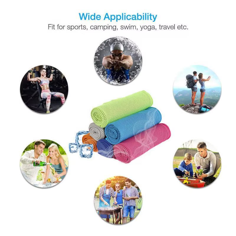 Cooling Towel Neck Wrap Lce Sports Beach Towels Cold Microfiber Cloth for Yoga Golf Gym Fitness Summer Outdoor Work100X30Cm